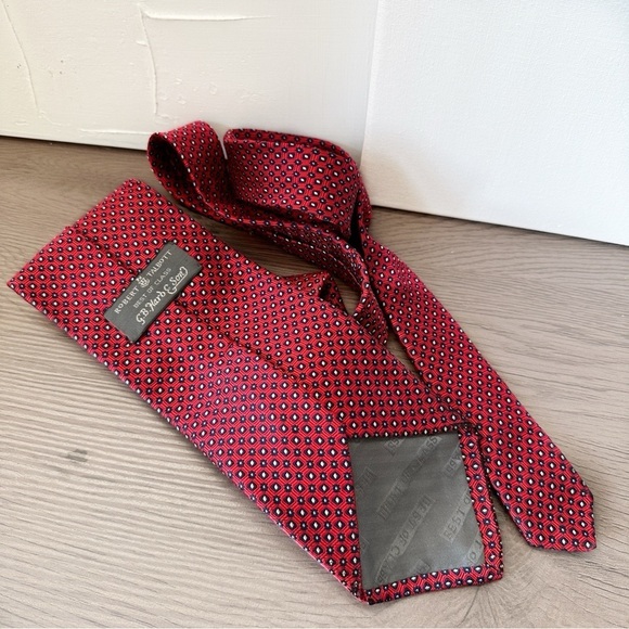 Robert Talbott Best of Class Jacquard Silk Neck Tie Red White - Picture 5 of 7